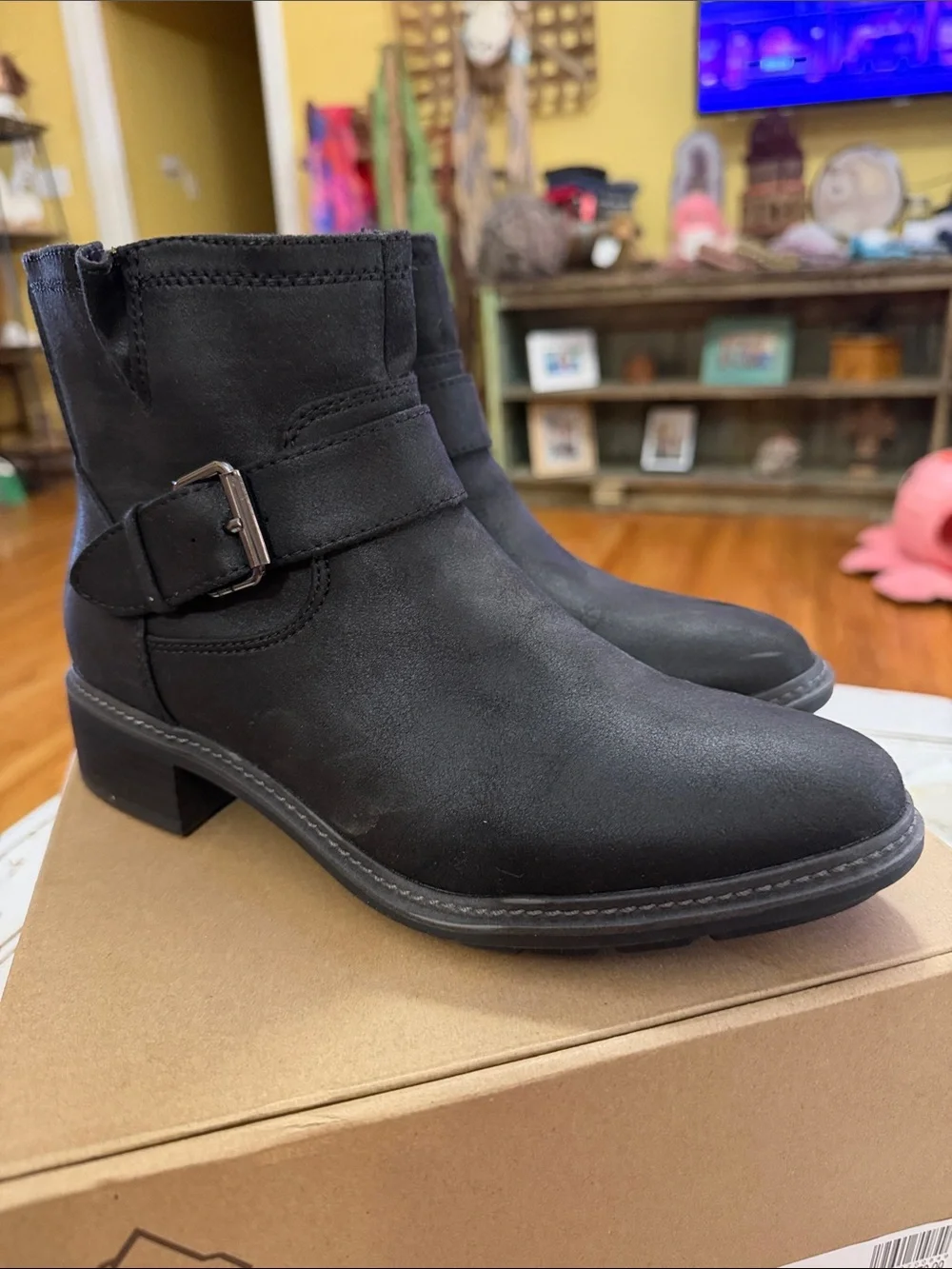 Cliffs by WHITE MOUNTAIN Black Faux-Leather Buckle Ankle Booties